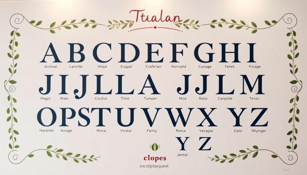 Italian alphabet chart with letter examples Italian alphabet chart with letter examples